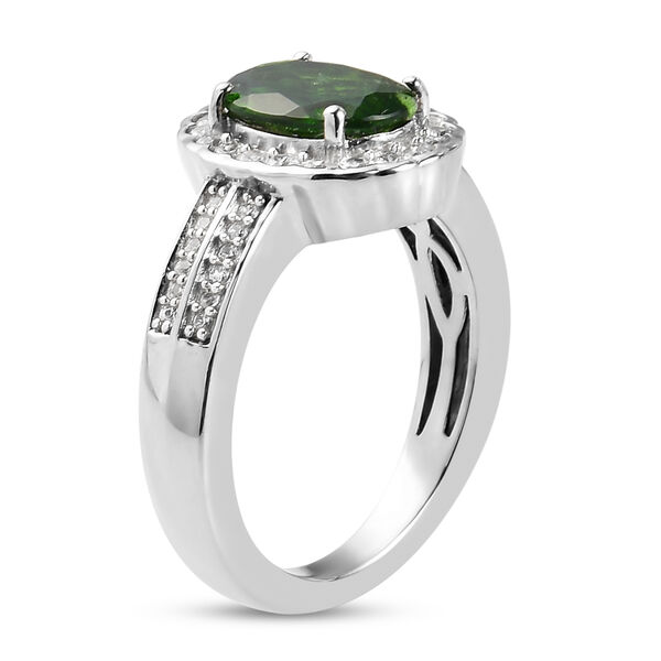 Natürlicher Chromdiopsid und Zirkon Ring 925 Silber platiniert  ca. 2,25 ct image number 5