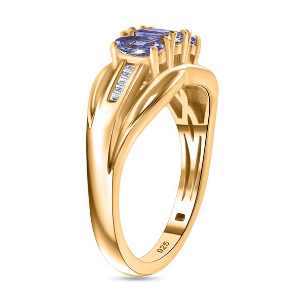 Tansanit und Diamant Ring, 925 Silber 750 Gelbgold Vermeil - 0,79 ct. image number 5