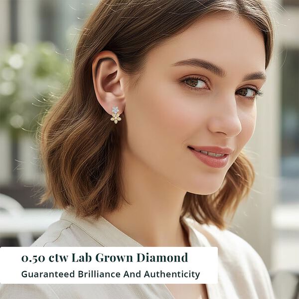 LUXURIANT DIAMOND - Lab Grown Gelb Diamant VS-EF, Lab Grown Diamant Ohrringe 925 Silber Rhodiniert ca. 0,49 ct. image number 1