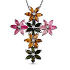 GP Italienische Garten Kollektion - mehrfarbige Turmalin Kreuz-Anhänger mit Kette, 925 Silber platiniert ca. 5.34 ct