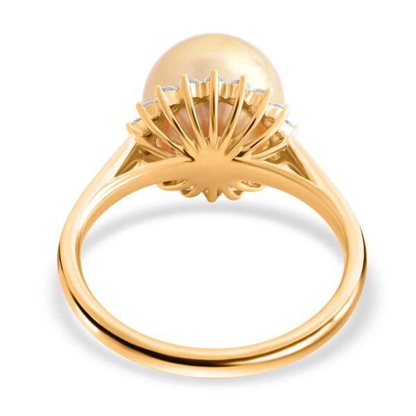 ILIANA zertifiziert und gepr&uuml;ft AAA goldene S&uuml;dsee Perle und SI-GH Diamant Ring in 750 Gold image number 5