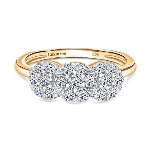Lab Grown Diamant SI Ring 925 Silber 750 Gelbgold Vermeil (Größe 17.00) ca. 1,01 ct image number 0