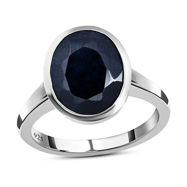 Schwarzer Saphir Ring, 925 Silber platiniert, ca. 5.84 ct image number 2