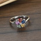 Mehrfarbig Saphir und Zirkon Blumen Ring 925 Silber Platin-Überzug image number 1