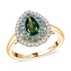 AAA Tsavorite Granat, Paraiba Turmalin Ring 585 Gold (Größe 16.50) ca. 1,77 ct