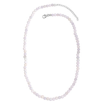 Wei&szlig;e Opal-Halskette, ca. 45 cm, 925 Silber ca. 72.00 ct