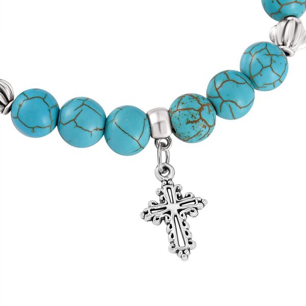 Blauer Howlit, Rote Koralle Schmuckset  Legierung Schwarz oxidiert ca. 161.00 ct image number 8