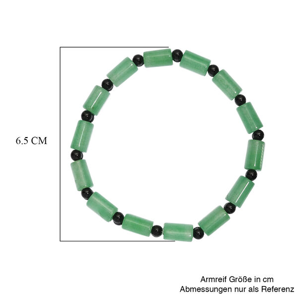 Flexibles gr&uuml;nes Aventurin und schwarzes Spinell Armband - 98 ct. image number 4
