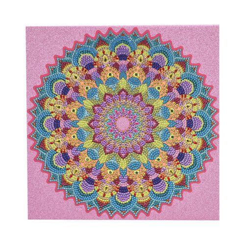 DIY Diamond Painting Leinwand Katze, mehrfarbiges Motiv mit Glitzerakzenten, inkl. MDF-Rahmen, Klebemotiv, Diamanten, Stift, Wachs, Aufbewahrungsbox, 29x29?cm, Mandala image number 1