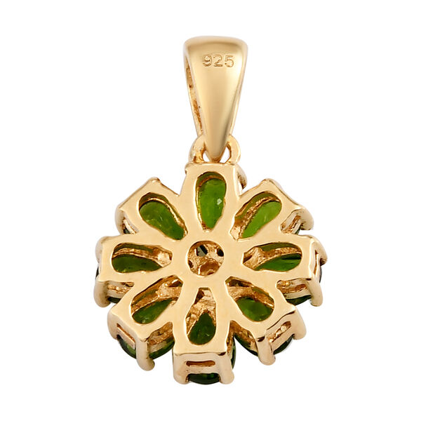 Nat&uuml;rlicher Chromdiopsid und floraler Zirkon-Anh&auml;nger in Silber, 1,78 ct. image number 5