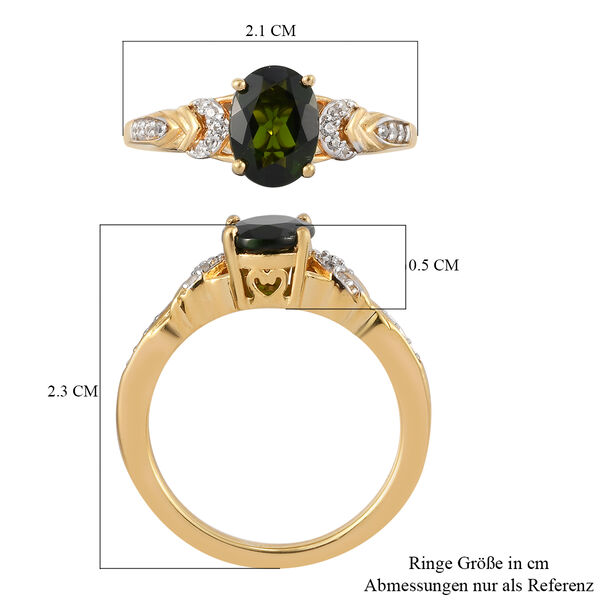 Nat&uuml;rlicher Chromdiopsid und Zirkon Ring 925 Silber vergoldet  ca. 1,40 ct image number 7