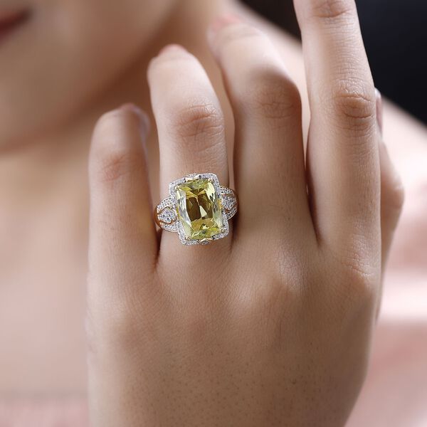 AA Ouro Verde Quarz und Zirkon Ring - 7,81 ct. image number 3