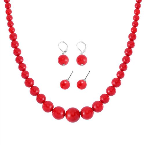 Rosa Muschelkernperle Schmuckset Reiner Edelstahl image number 0