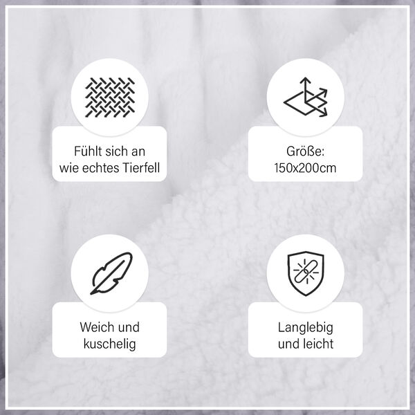 Serenity Night: Luxusdecke aus Kunstfell, Gr&ouml;&szlig;e 150x200 cm, Wei&szlig; image number 4