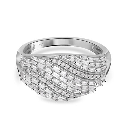 Wei&szlig;er Diamant Ring, 925 Silber platiniert, (Gr&ouml;&szlig;e 19.00) ca. 1.00 ct