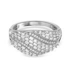 Weißer Diamant Ring, 925 Silber platiniert, (Größe 19.00) ca. 1.00 ct