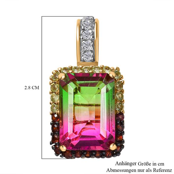 Wassermelonen Quarz Triplett und Multi-Edelstein-Anh&auml;nger - 8,83 ct. image number 6