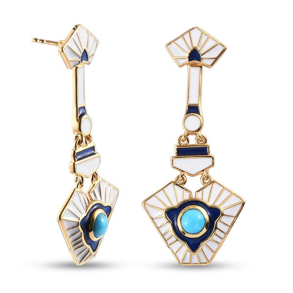 Nat&uuml;rliche Sleeping Beauty T&uuml;rkis emaillierte Solit&auml;r-Ohrh&auml;nger in Silber, 0,36 ct. image number 4