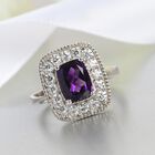 Marokkanischer Amethyst und Zirkon Halo Ring 925 Silber Platin-Überzug image number 1