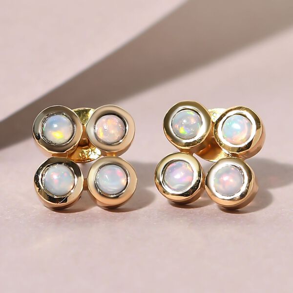 Nat&uuml;rliche, &auml;thiopische Opal-Ohrringe, 925 Silber vergoldet ca. 0.65 ct image number 2