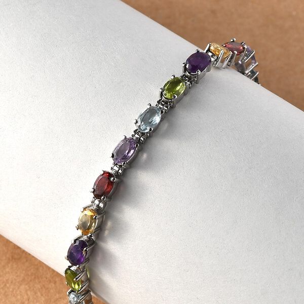 Mehrfarbiges Edelstein-Armband, ca. 19 cm, Edelstahl, ca. 10,91 ct image number 2