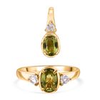 Peridot Schmuckset 925 Silber Gelbgold Vermeil (Größe 18.00), ca. 2,18 ct.