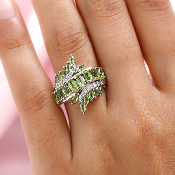 Natürlicher Peridot und Zirkon-Ring - 3,64 ct. image number 3