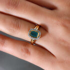 Blaugrüner Grandidierit und Zirkon Ring 925 Silber vergoldet  ca. 1,20 ct image number 2