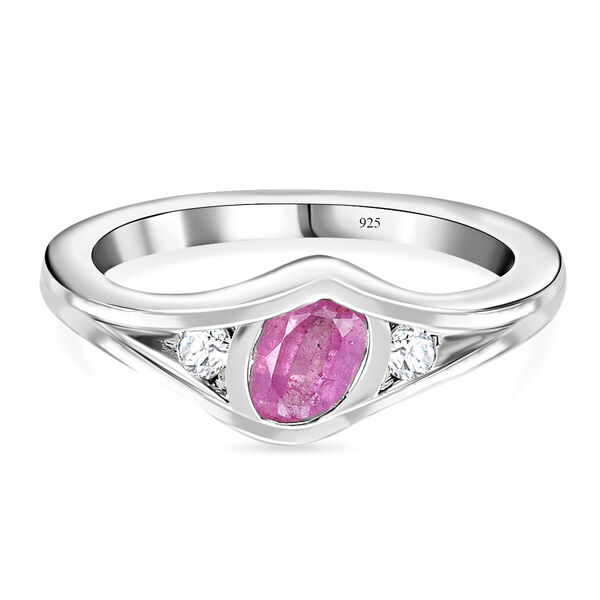 Premium Ilakaka Rosa Saphir und Zirkon Ring, 925 Silber platiniert, 0,83 ct.