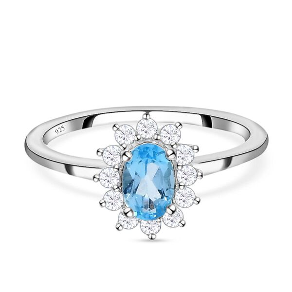 Schweizer Blautopas-Ring, Anh&auml;nger und Ohrringe, 925 Silber platiniert ca. 2,90 ct image number 4