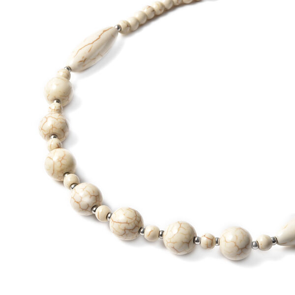 Weiße Howlit-Halskette, 45 cm, Edelstahl ca. 161,50 ct image number 3