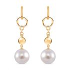 Weiße Muschelkernperle Ohrringe 925 Silber 750 Gelbgold Vermeil