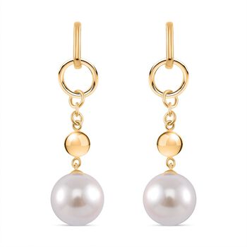 Wei&szlig;e Muschelkernperle Ohrringe 925 Silber 750 Gelbgold Vermeil