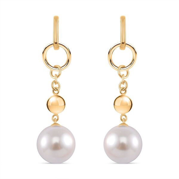 Wei&szlig;e Muschelkernperle Ohrringe 925 Silber 750 Gelbgold Vermeil