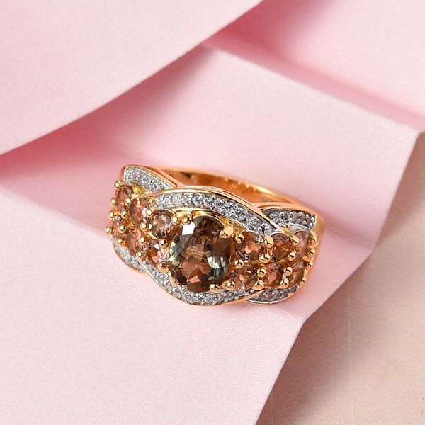 Natürlicher Jenipapo Andalusit Ring, 925 Silber Gelbgold Vermeil (Größe 21.00) ca. 3.15 ct image number 2