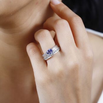 Tansanit und Zirkon Ring - 1,66 ct.