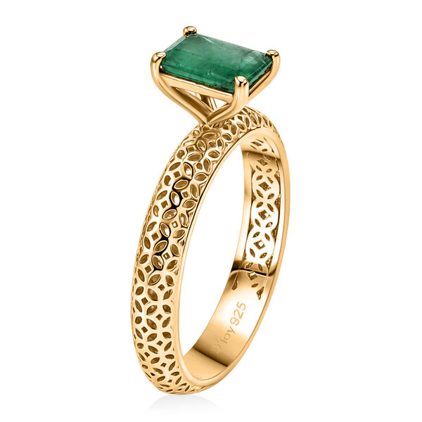 IDAR OBERSTEIN CLOSE OUT - D'Joy Socoto Smaragd Ring 925 Silber 750 Gelbgold vermeil (Gr&ouml;&szlig;e 17.00) ca. 0.99 ct image number 5