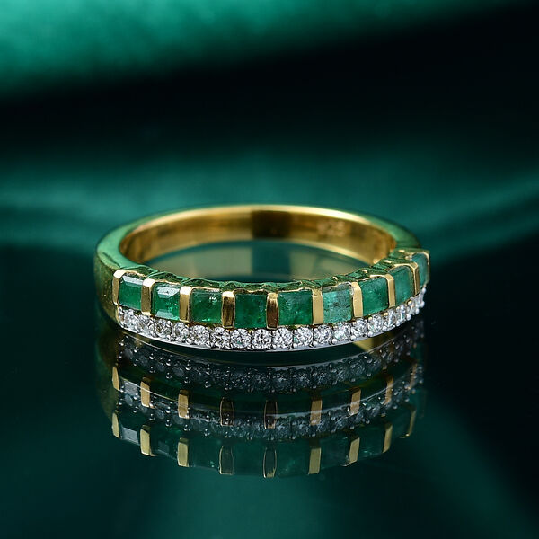 Smaragd und Moissanit Half Eternity Ring - 0,61 ct. image number 1