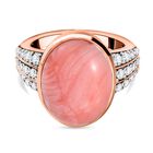 Oregon Sonnenaufgang Pfirsich Opal, Weißer Zirkon Ring, 925 Silber Roségold Vermeil (Größe 18.00) ca. 7.02 ct