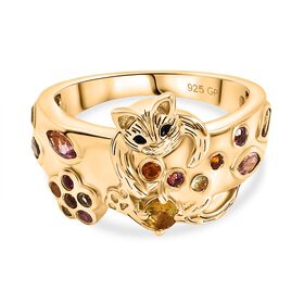 AA Mehrfarbig-Turmalin Ring 925 Silber 750 Gelbgold Vermeil (Größe 17.00) ca. 0,69 ct