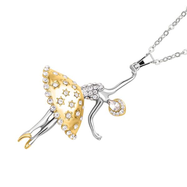 Wei&szlig;er Kristall-Ballerina-Anh&auml;nger mit Kette - 1,50 ct. image number 4