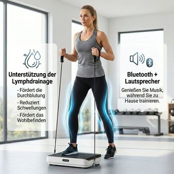 LIVMORE Vibrationsplatte Trainingsger&auml;t mit Fernbedienung, LED Display, Wei&szlig;