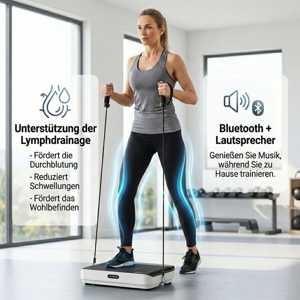LIVMORE Vibrationsplatte Trainingsger&auml;t mit Fernbedienung, LED Display, Wei&szlig; image number 2
