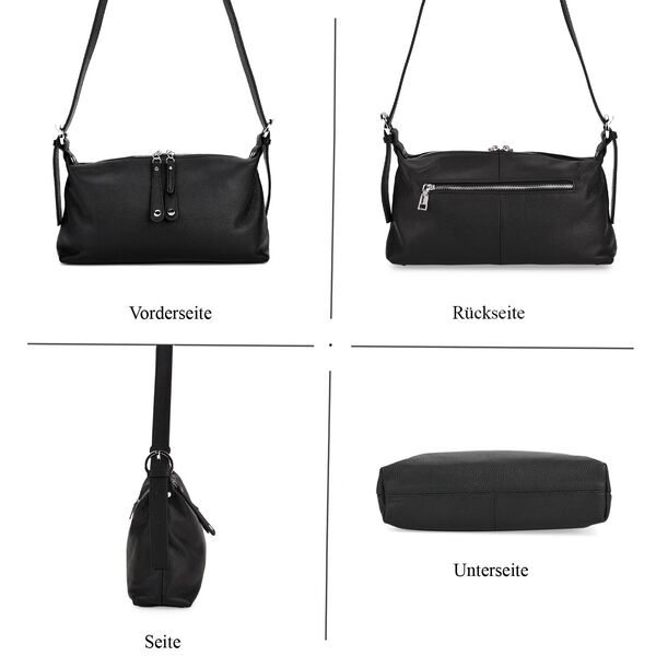 Crossbody-Bag aus Echtleder im Soft-Design, 30x8x16 cm, Schwarz image number 5