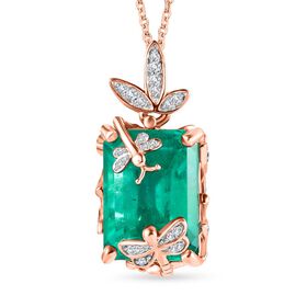 GP Italian Garden Kollektion- Smaragd Triplett Quarz, Zirkon und blauer Saphir-Anhänger mit 45 cm Kette- 16,28 ct.