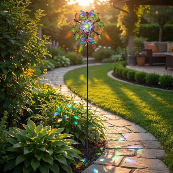 Solar Gartenleuchte Windrad, Eisen, 140 cm, Mehrfarbig image number 3