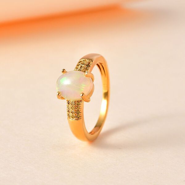 Nat&uuml;rlicher, &auml;thiopischer Welo Opal und gelber Diamant-Ring - 1,30 ct. image number 2