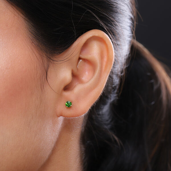 Nat&uuml;rliche Chromdiopsid Ohrstecker, 375 Gelbgold ca. 0,57 ct image number 3