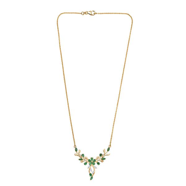 Kagem sambische Smaragd und Moissanit Halskette, 45 cm - 2,37 ct. image number 4