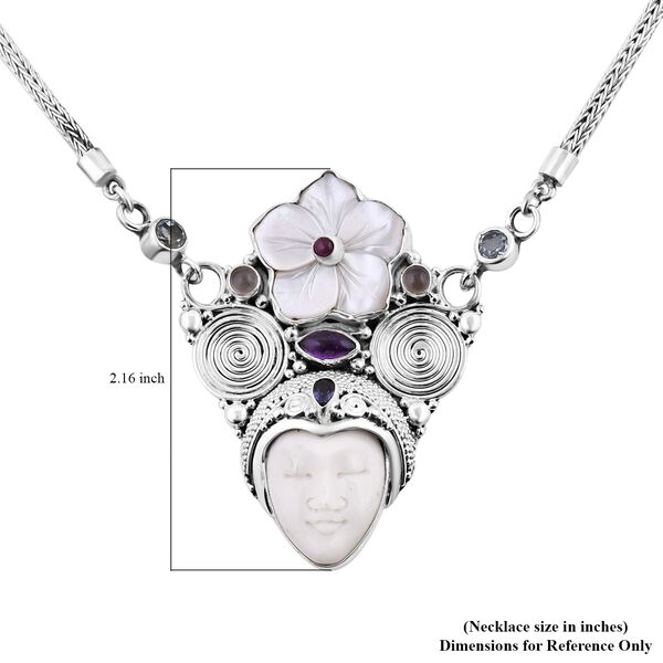 Sajen Silver- Ochse Knochen und Multi-Edelstein-Halskette, 50cm image number 6